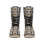 King Of Diamonds Pattern Print Winter Boots