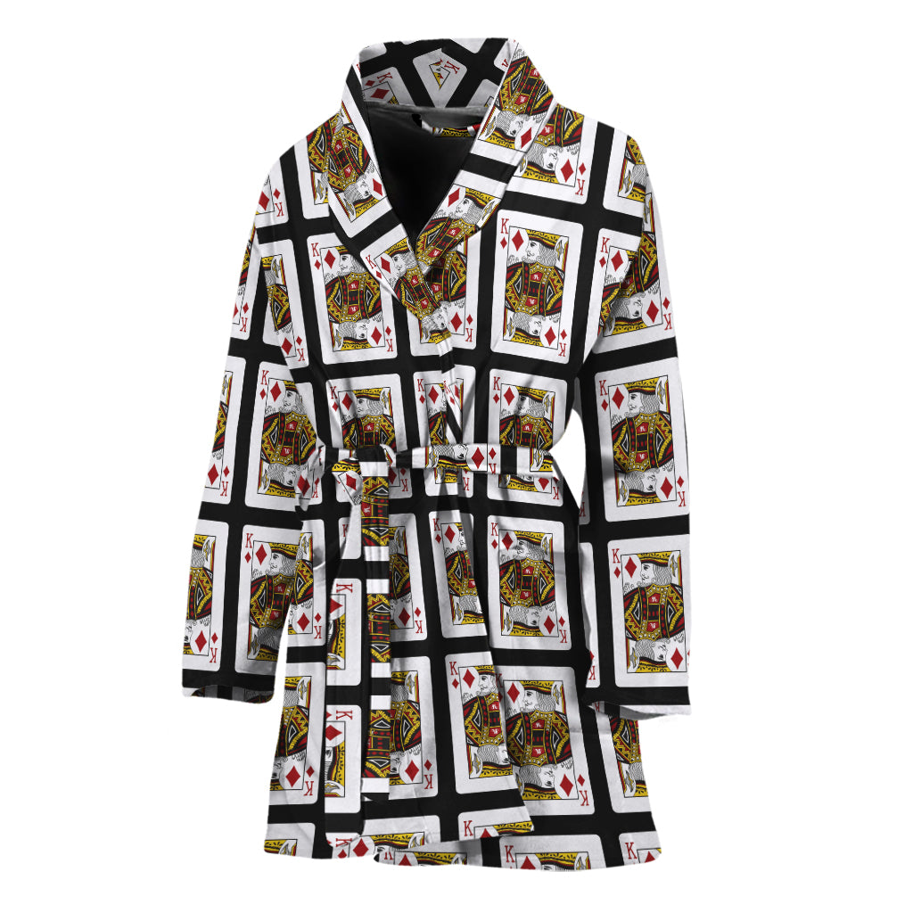 King Of Diamonds Pattern Print Women's Bathrobe