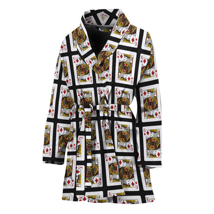 King Of Diamonds Pattern Print Women's Bathrobe