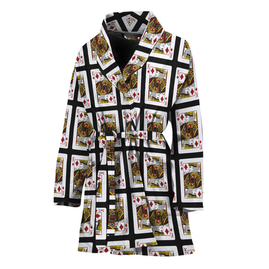 King Of Diamonds Pattern Print Women's Bathrobe