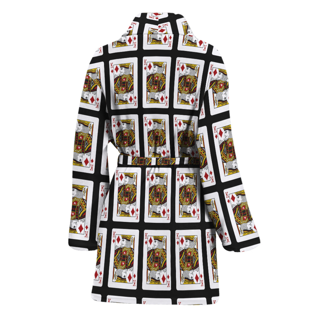 King Of Diamonds Pattern Print Women's Bathrobe