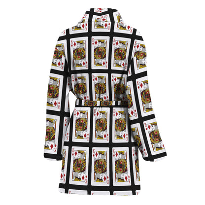 King Of Diamonds Pattern Print Women's Bathrobe