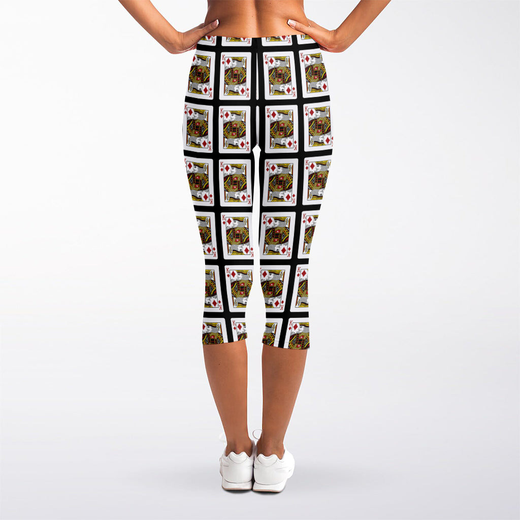 King Of Diamonds Pattern Print Women's Capri Leggings