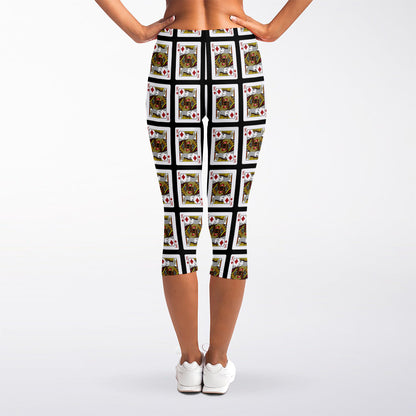 King Of Diamonds Pattern Print Women's Capri Leggings