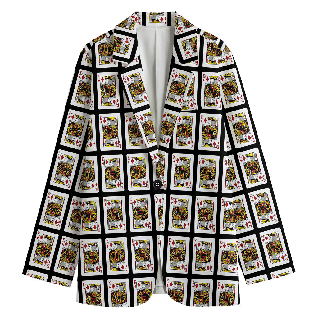 King Of Diamonds Pattern Print Women's Cotton Blazer