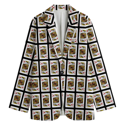 King Of Diamonds Pattern Print Women's Cotton Blazer