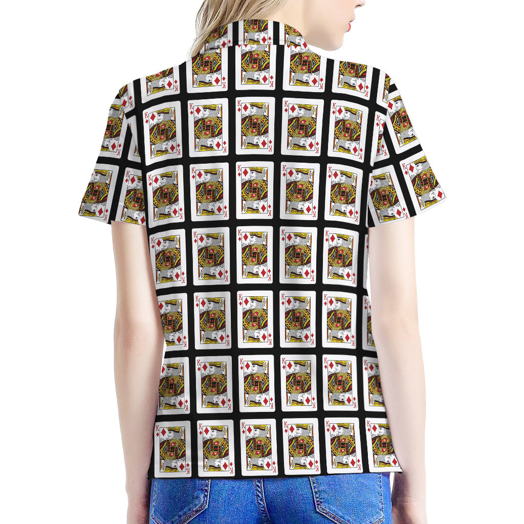King Of Diamonds Pattern Print Women's Polo Shirt