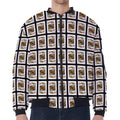 King Of Diamonds Pattern Print Zip Sleeve Bomber Jacket