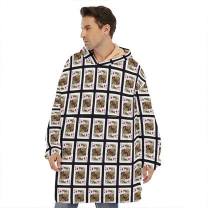 King Of Diamonds Playing Card Pattern Print Hoodie Blanket