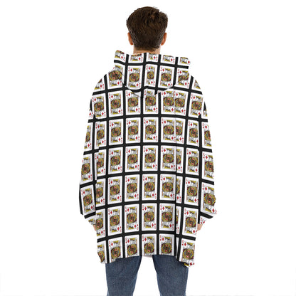 King Of Diamonds Playing Card Pattern Print Hoodie Blanket