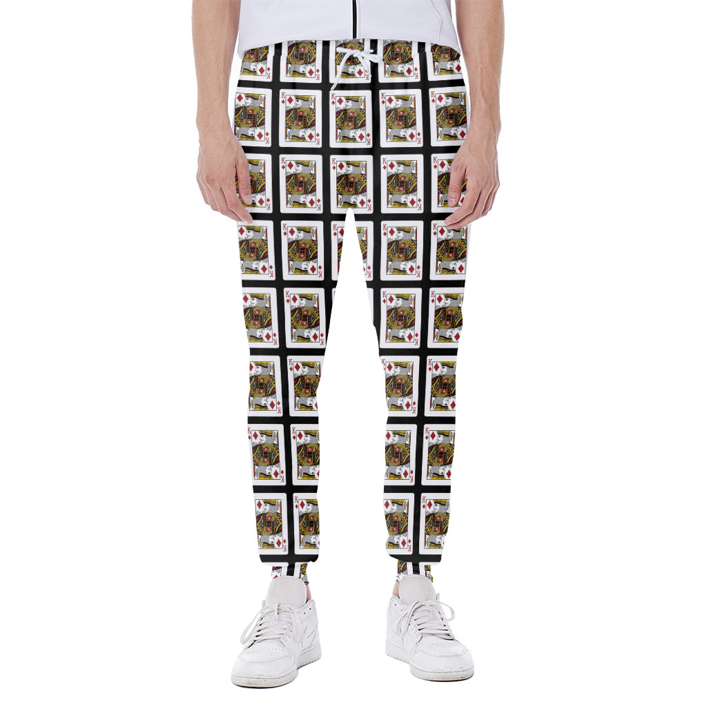 King Of Diamonds Playing Card Pattern Print Scuba Joggers