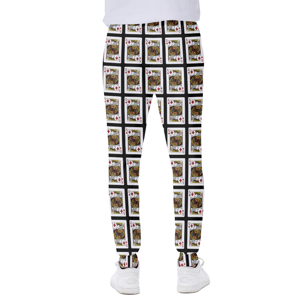 King Of Diamonds Playing Card Pattern Print Scuba Joggers