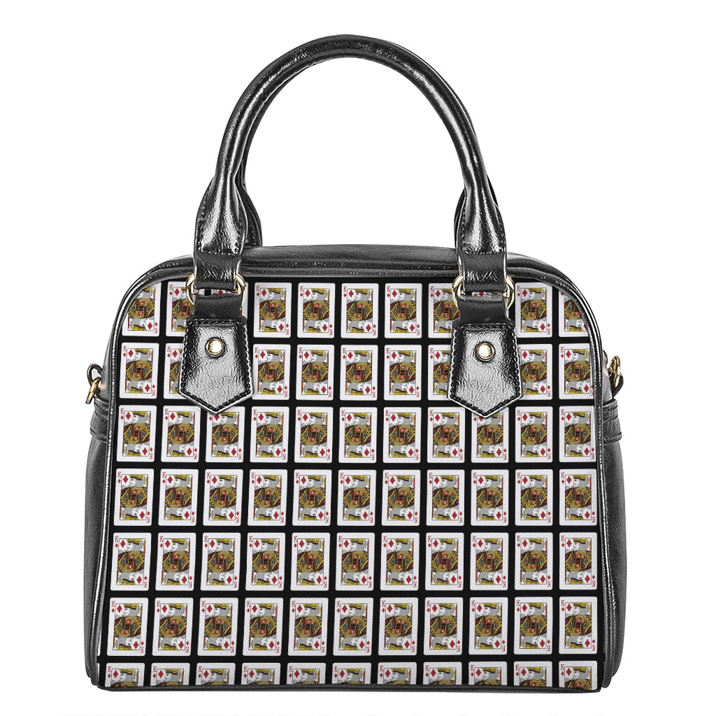 King Of Diamonds Playing Card Pattern Print Shoulder Handbag