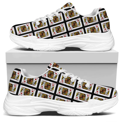 King Of Diamonds Playing Card Pattern Print White Chunky Shoes