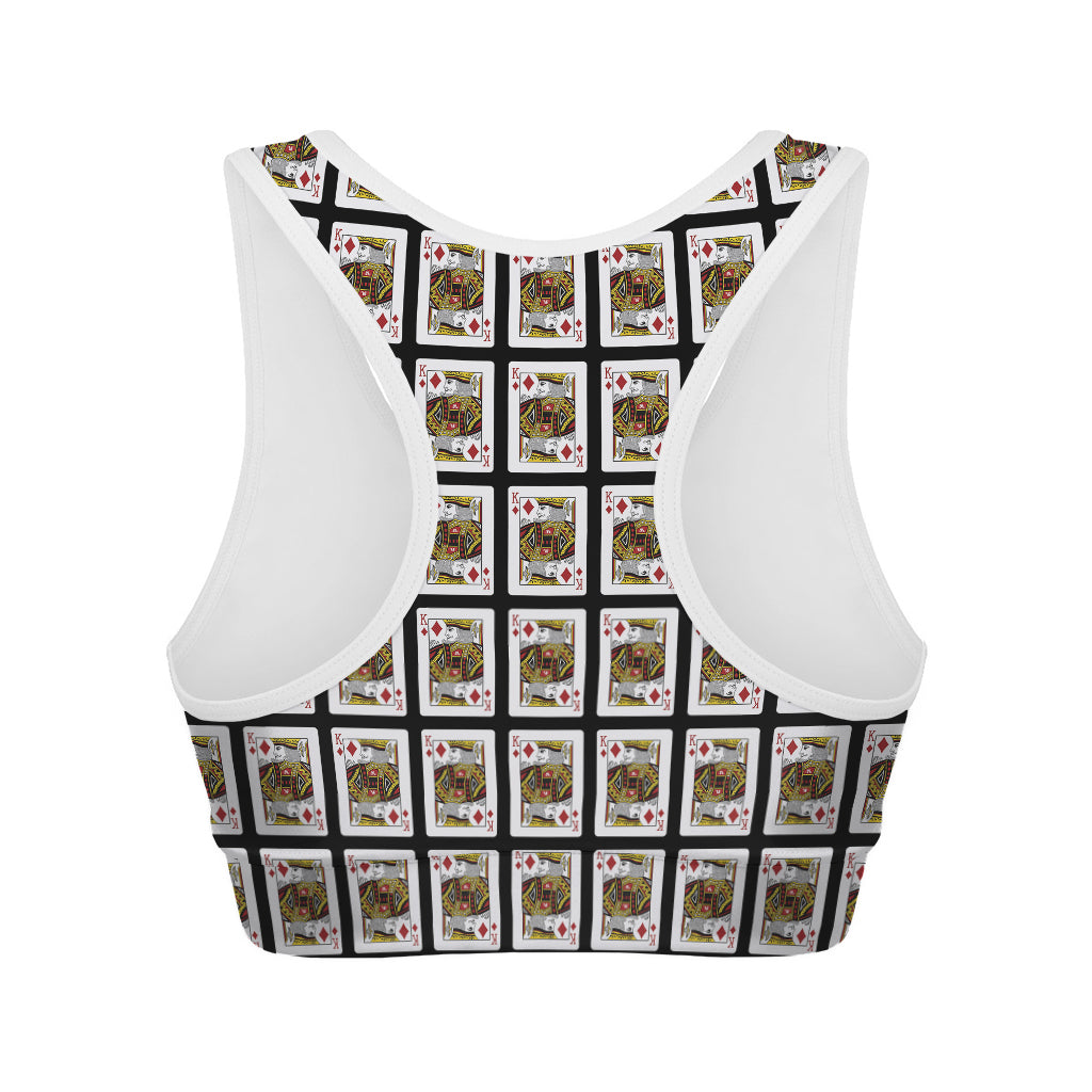 King Of Diamonds Playing Card Pattern Print Women's Sports Bra