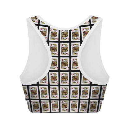 King Of Diamonds Playing Card Pattern Print Women's Sports Bra