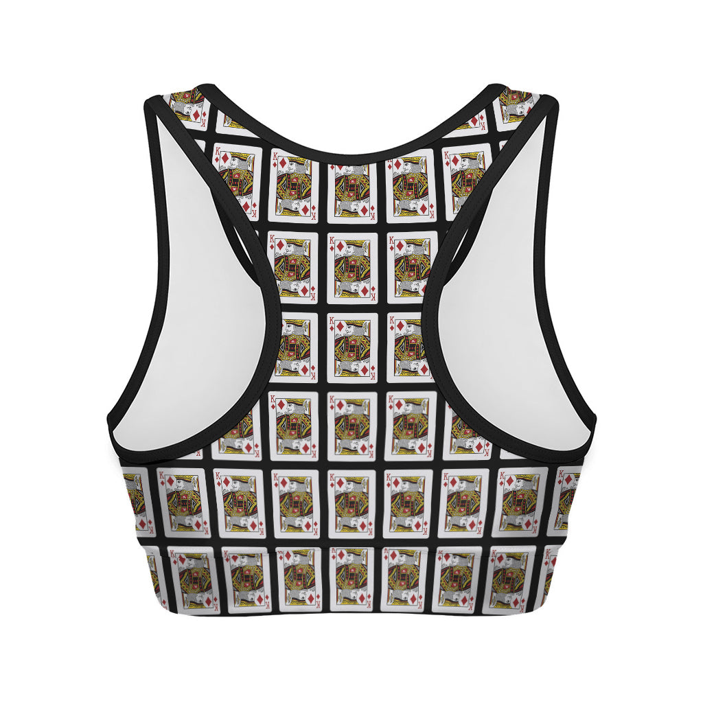 King Of Diamonds Playing Card Pattern Print Women's Sports Bra