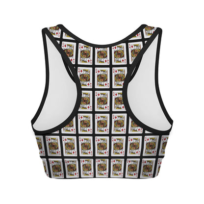 King Of Diamonds Playing Card Pattern Print Women's Sports Bra