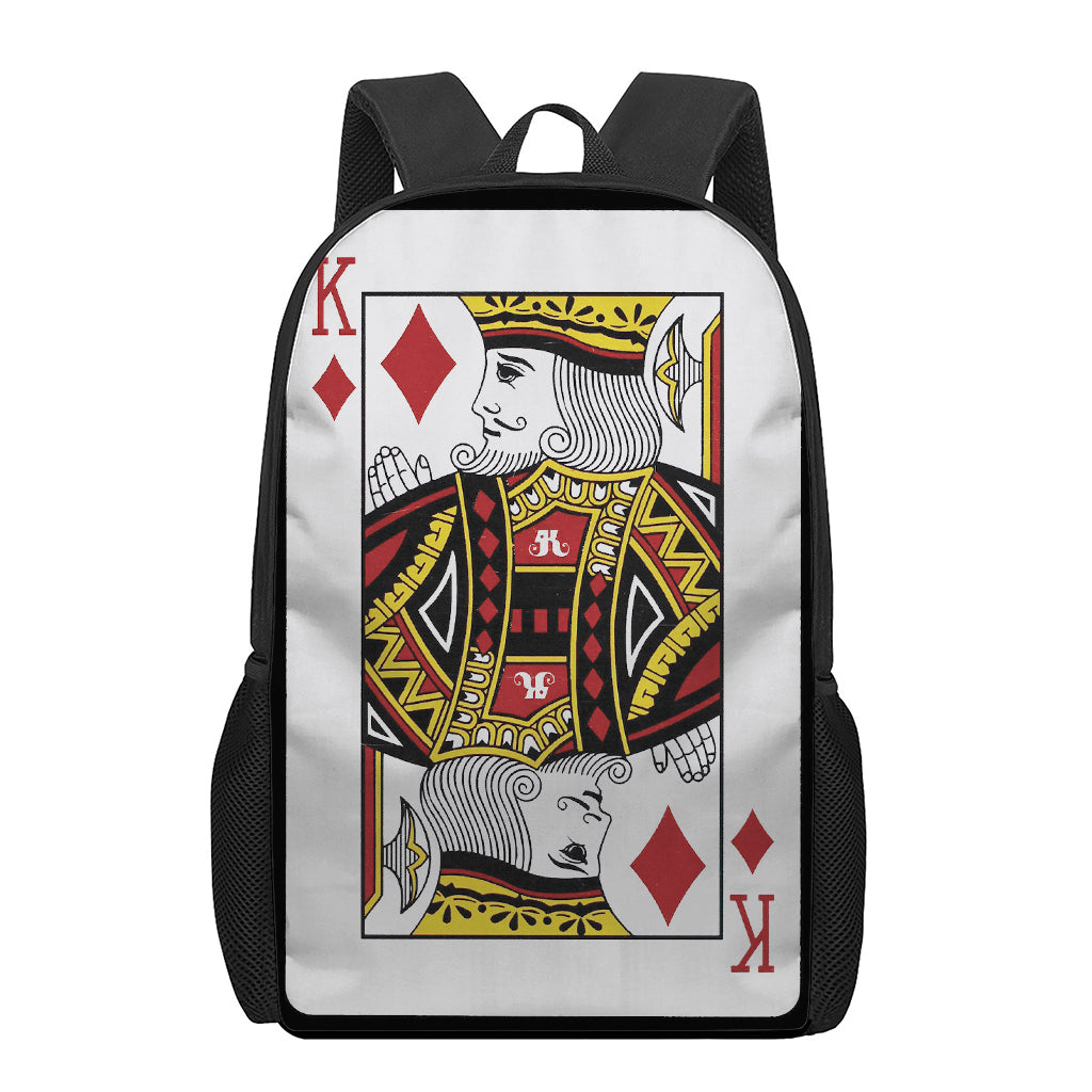 King Of Diamonds Playing Card Print 17 Inch Backpack
