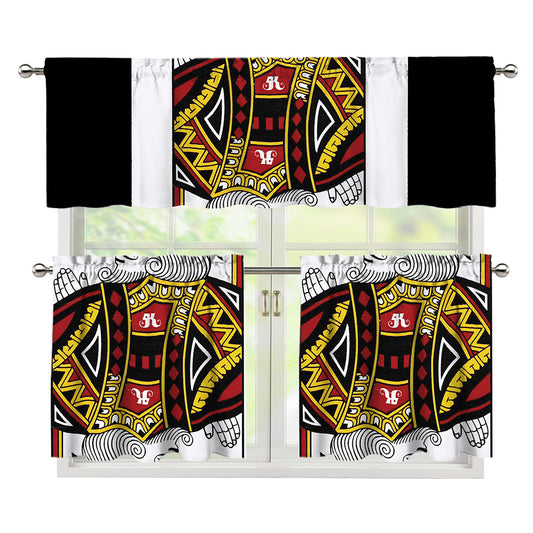 King Of Diamonds Playing Card Print 3 Piece Kitchen Curtains