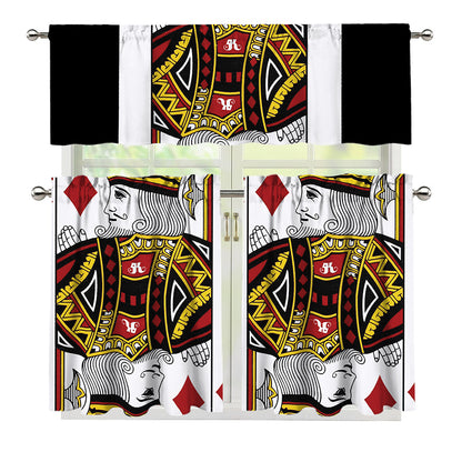 King Of Diamonds Playing Card Print 3 Piece Kitchen Curtains