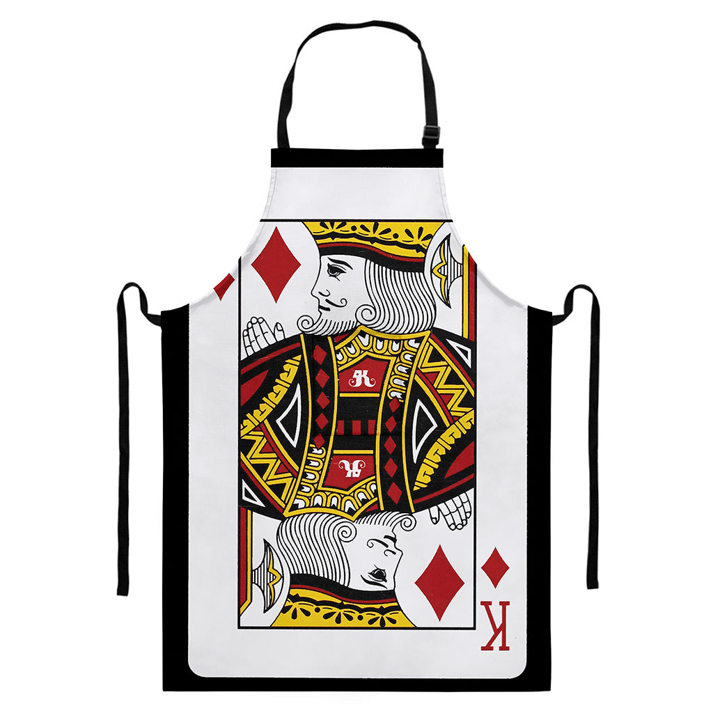 King Of Diamonds Playing Card Print Bib Apron With Pocket
