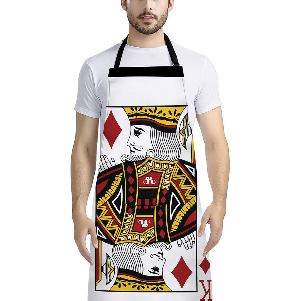 King Of Diamonds Playing Card Print Bib Apron With Pocket