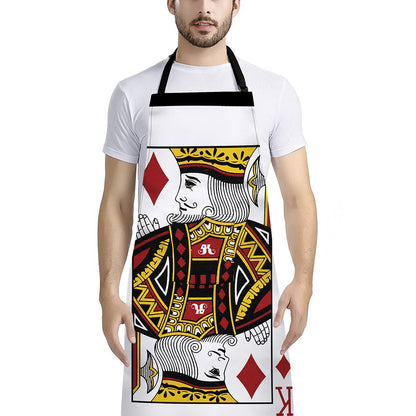 King Of Diamonds Playing Card Print Bib Apron With Pocket