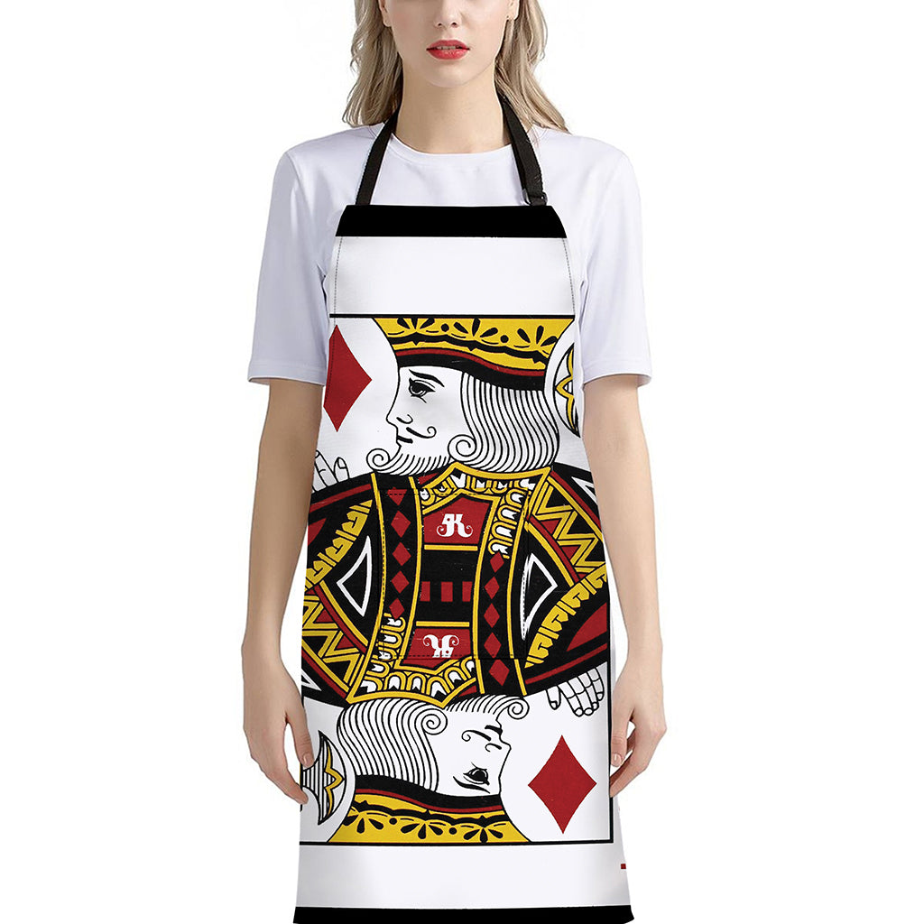 King Of Diamonds Playing Card Print Bib Apron With Pocket