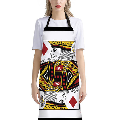King Of Diamonds Playing Card Print Bib Apron With Pocket