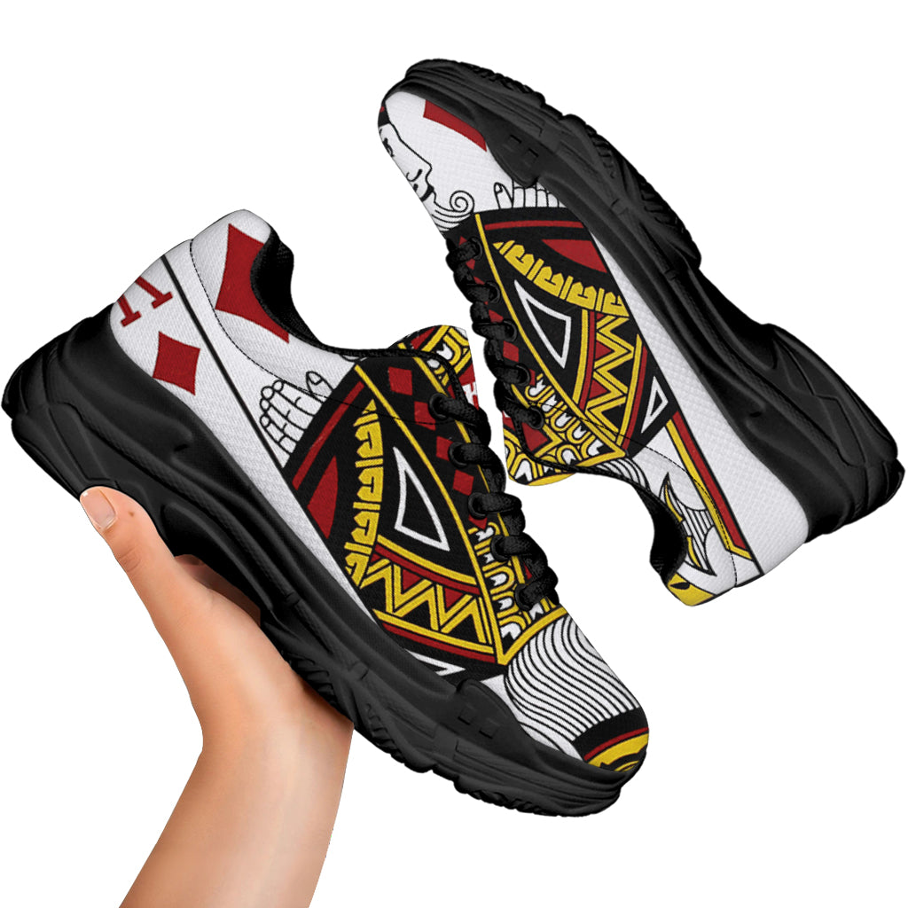 King Of Diamonds Playing Card Print Black Chunky Shoes