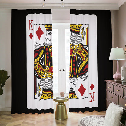 King Of Diamonds Playing Card Print Blackout Pencil Pleat Curtains