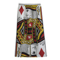 King Of Diamonds Playing Card Print Cotton Front Slit Maxi Skirt