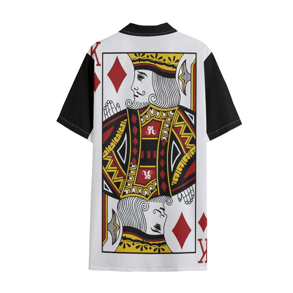 King Of Diamonds Playing Card Print Cotton Hawaiian Shirt