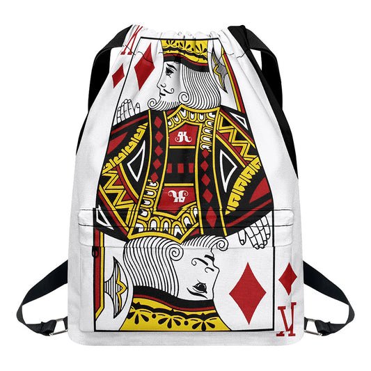 King Of Diamonds Playing Card Print Drawstring Backpack