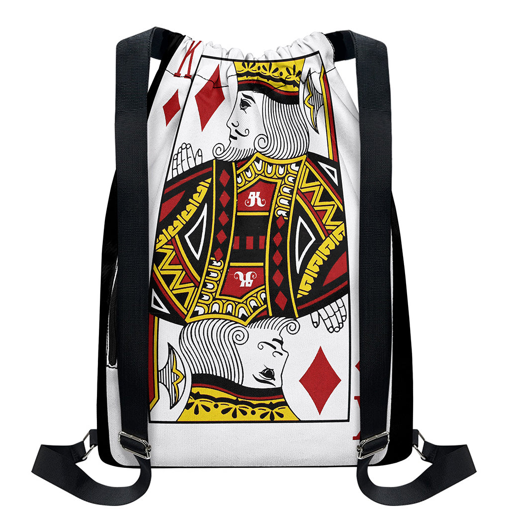 King Of Diamonds Playing Card Print Drawstring Backpack