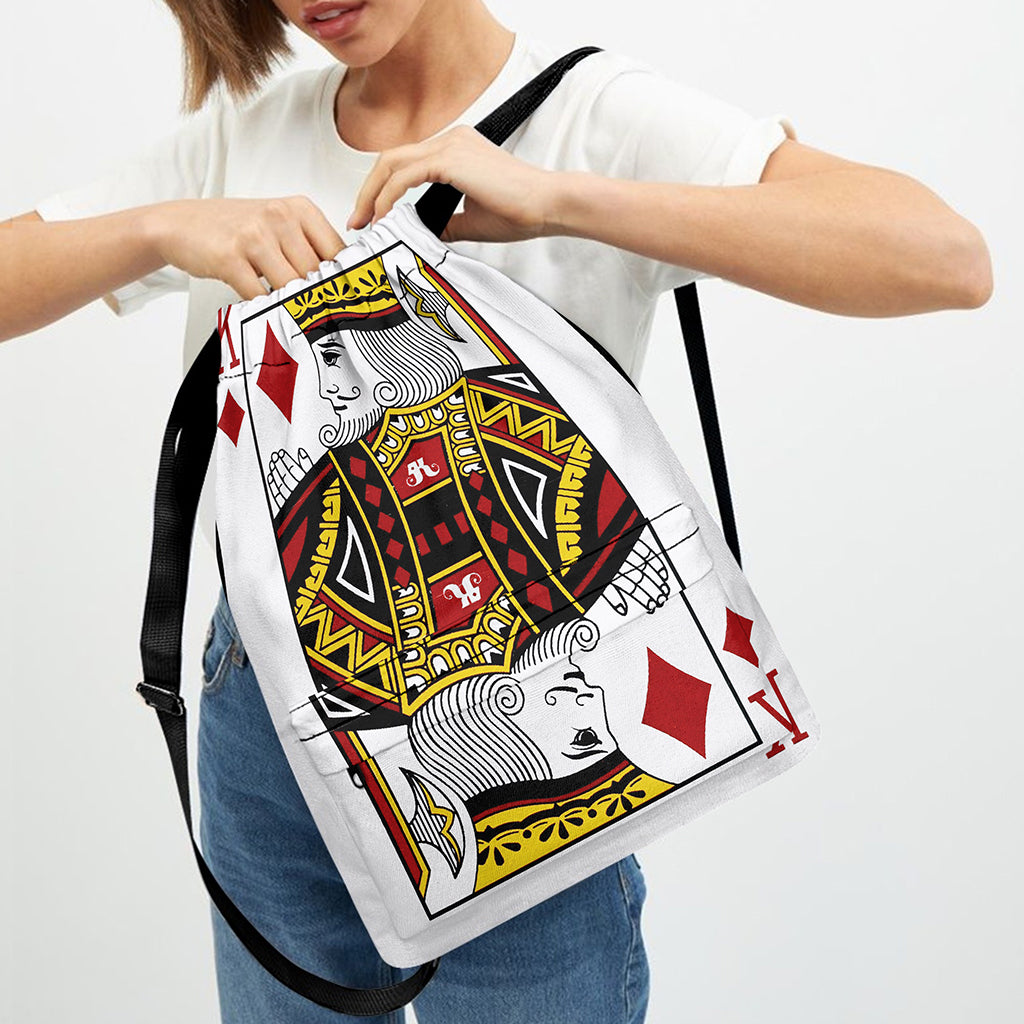 King Of Diamonds Playing Card Print Drawstring Backpack