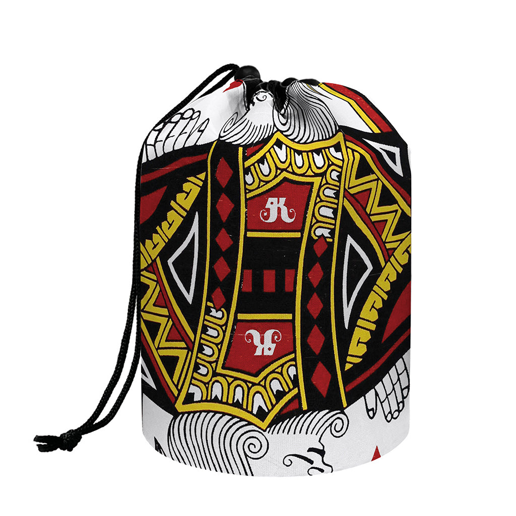 King Of Diamonds Playing Card Print Drawstring Makeup Bag