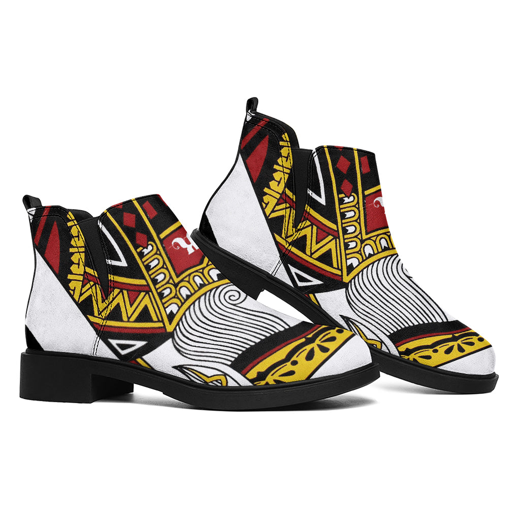 King Of Diamonds Playing Card Print Flat Ankle Boots