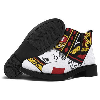 King Of Diamonds Playing Card Print Flat Ankle Boots