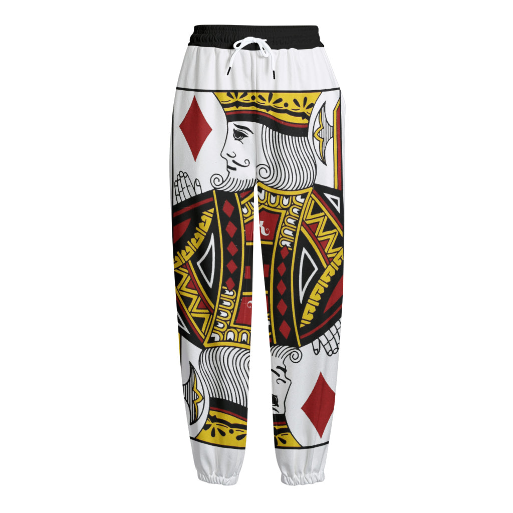 King Of Diamonds Playing Card Print Fleece Lined Knit Pants