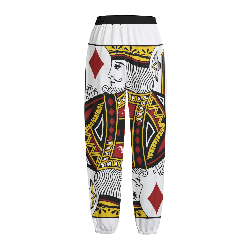 King Of Diamonds Playing Card Print Fleece Lined Knit Pants