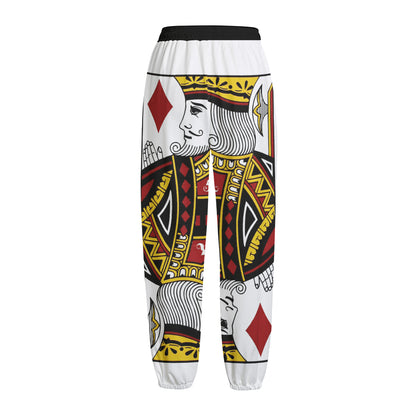 King Of Diamonds Playing Card Print Fleece Lined Knit Pants