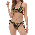 King Of Diamonds Playing Card Print Halter Scoop Tie Side Bikini