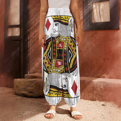 King Of Diamonds Playing Card Print Harem Pants