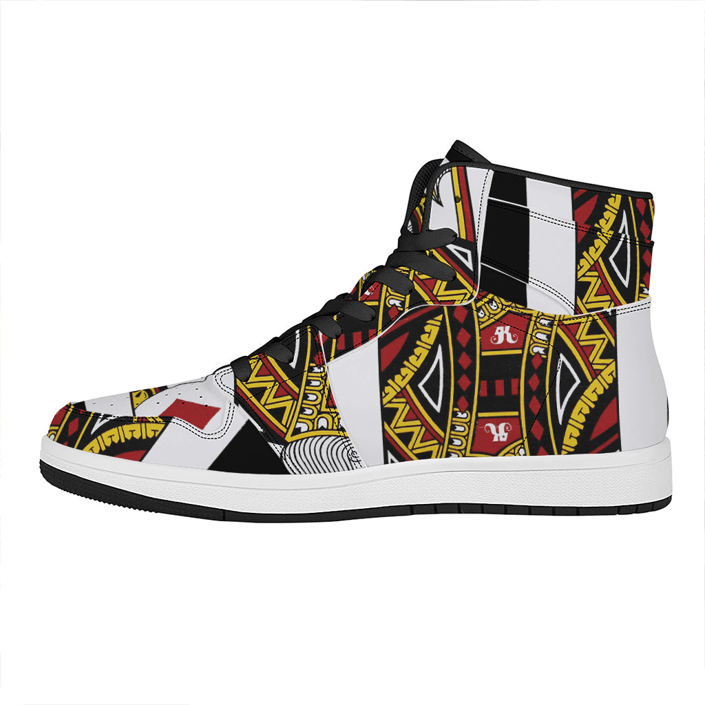 King Of Diamonds Playing Card Print High Top Leather Sneakers