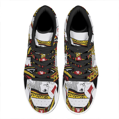 King Of Diamonds Playing Card Print High Top Leather Sneakers
