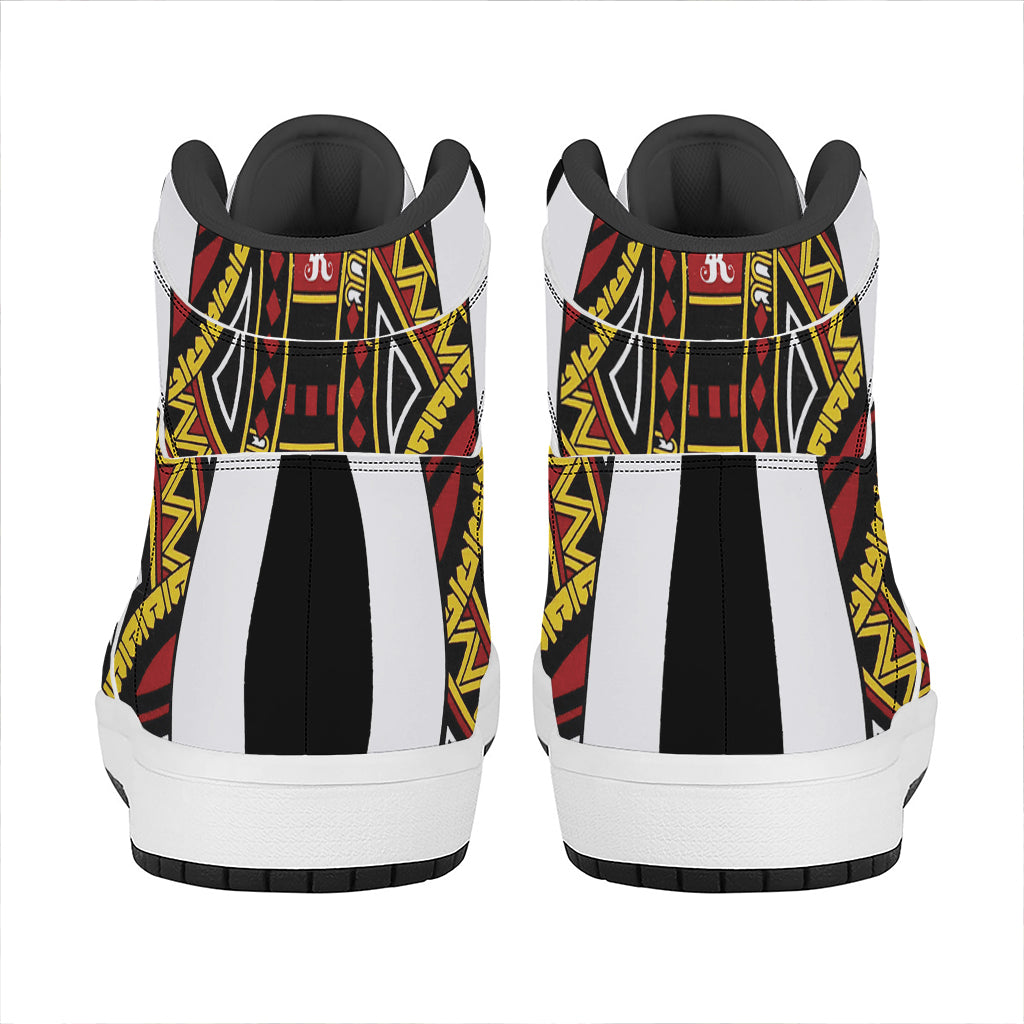 King Of Diamonds Playing Card Print High Top Leather Sneakers