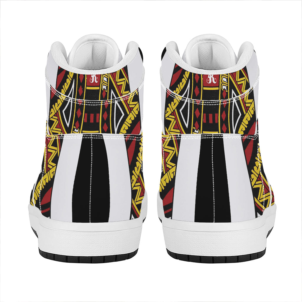 King Of Diamonds Playing Card Print High Top Leather Sneakers