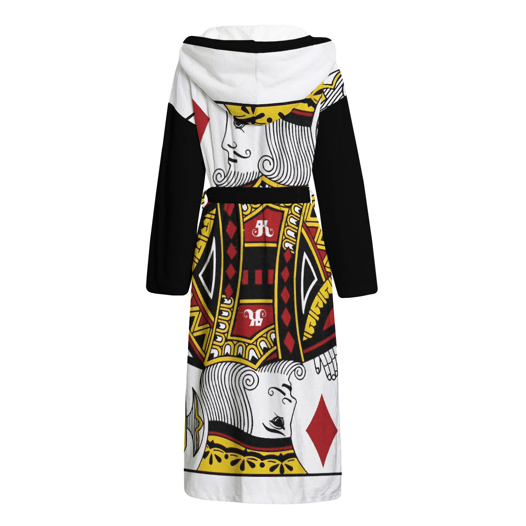 King Of Diamonds Playing Card Print Hooded Bathrobe